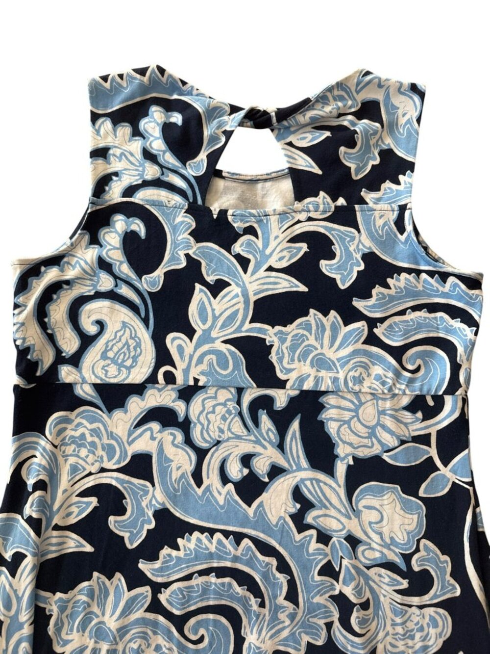 Talbots Floral Maxi Dress PL Petite Large NWT Blue White Cotton Keyhole Back - Picture 5 of 6
